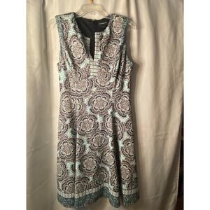 Liz Claiborn Flair Skirt Dress Size 8  Teal, Black and White